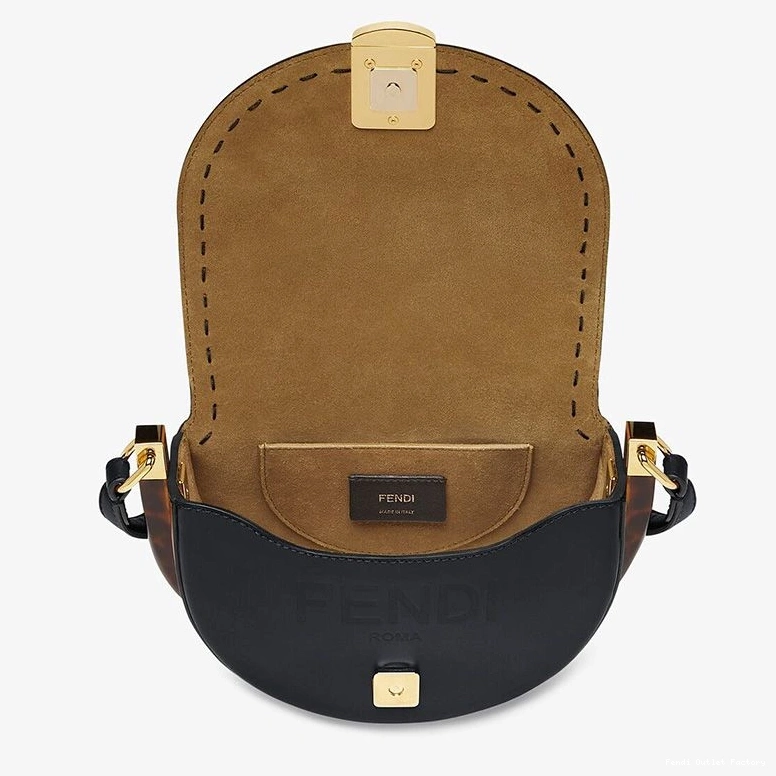 Vintage HOT Moonlight Logo In Bag Fendi Leather Calf ROMA Black 0731